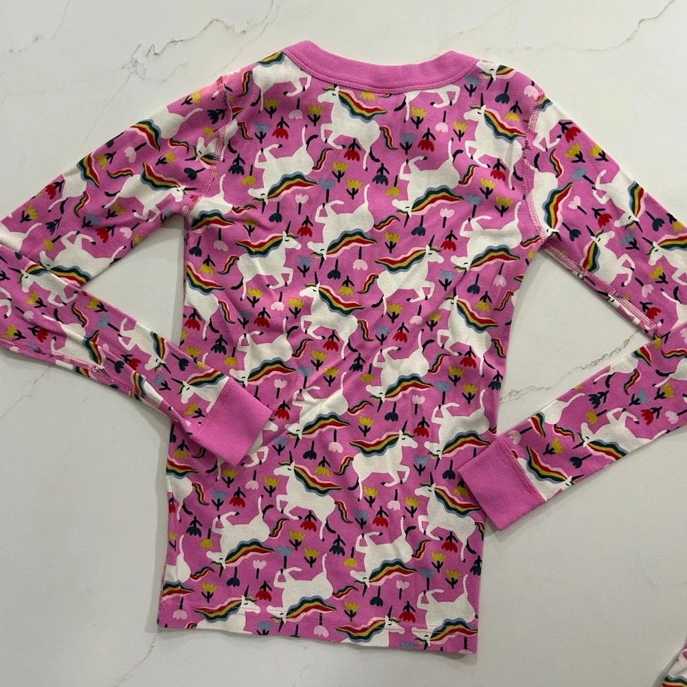 Hanna Andersson Pink Unicorn Print Pajama Set Kids Size 12